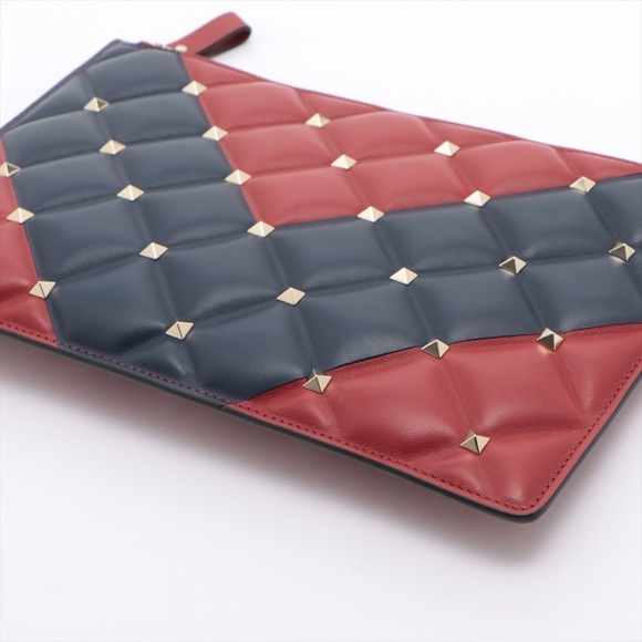 Valentino quilted leather x studs Clutch bag Red x Blue - Picture 4 of 9